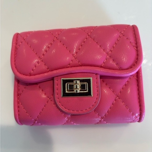Pink Quilted Women's Bag Just For Credit Cards Vegan - Picture 1 of 3